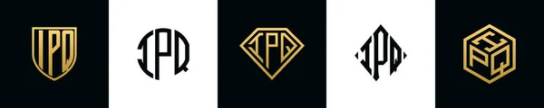 Ipq 디자인 다이아몬드 직사각형 육각형 로고로 통합되는 템플릿 — 스톡 벡터
