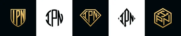Anfangsbuchstaben Ipn Logo Designs Bundle Diese Kollektion Mit Schild Rund — Stockvektor