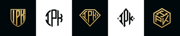 Anfangsbuchstaben Ipk Logo Designs Bundle Diese Kollektion Mit Schild Rund — Stockvektor