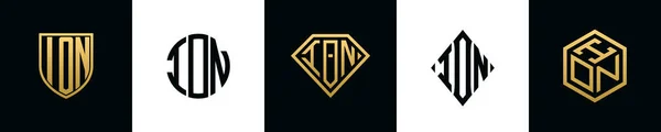 Початкові Літери Дизайну Логотипу Ion Bundle Колекція Включає Себе Щит — стоковий вектор