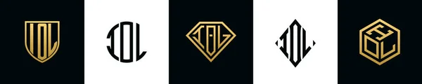 Iol 디자인 다이아몬드 직사각형 육각형 로고로 통합되는 템플릿 — 스톡 벡터
