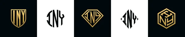 Начальные Буквы Iny Logo Designs Bundle Коллекция Включает Себя Шейный — стоковый вектор