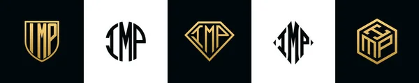 Początkowe Litery Logo Imp Projektuje Pakiet Kolekcja Zawiera Tarczę Okrągłe — Wektor stockowy