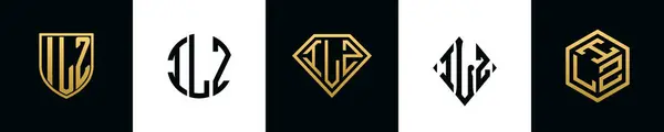 Początkowe Litery Ilz Logo Projektuje Pakiet Kolekcja Zawiera Tarczę Okrągłe — Wektor stockowy