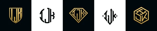 Letras Iniciais Ijk Logo Designs Bundle Esta Coleção Incorporada Com — Vetor de Stock