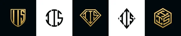 Początkowe Litery Logo Iis Projektuje Pakiet Kolekcja Zawiera Tarczę Okrągłe — Wektor stockowy