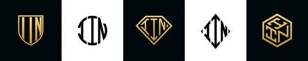Letras Iniciais Iin Logo Designs Bundle Esta Coleção Incorporada Com — Vetor de Stock