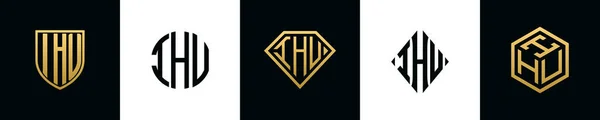 Letras Iniciais Ihu Logo Designs Bundle Esta Coleção Incorporada Com — Vetor de Stock