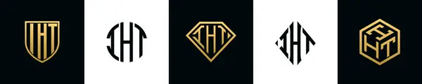 Początkowe Litery Logo Iht Projektuje Pakiet Kolekcja Zawiera Tarczę Okrągłe — Wektor stockowy