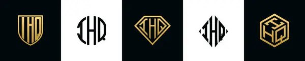Initiële Letters Ihq Logo Ontwerpt Bundel Deze Collectie Voorzien Van — Stockvector