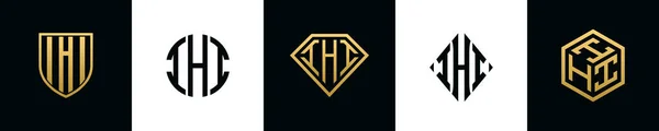 Initiële Letters Ihi Logo Ontwerpt Bundel Deze Collectie Voorzien Van — Stockvector