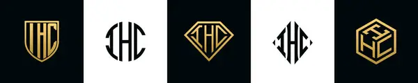 Początkowe Litery Logo Ihc Projektuje Pakiet Kolekcja Zawiera Tarczę Okrągłe — Wektor stockowy