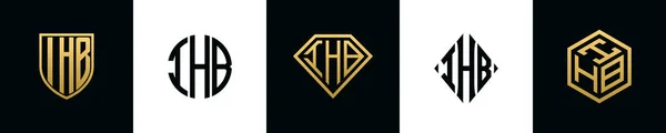 Початкові Літери Логотипу Ihb Bundle Колекція Включає Себе Щит Круглий — стоковий вектор