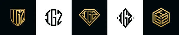 Początkowe Litery Logo Igz Projektuje Pakiet Kolekcja Zawiera Tarczę Okrągłe — Wektor stockowy