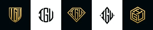 Anfangsbuchstaben Igu Logo Designs Bundle Diese Kollektion Mit Schild Rund — Stockvektor