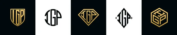 Letras Iniciais Igp Logo Designs Pacote Esta Coleção Incorporada Com — Vetor de Stock