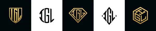Igl 디자인 다이아몬드 직사각형 육각형 로고로 통합되는 템플릿 — 스톡 벡터