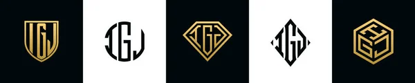 Letras Iniciais Igj Logo Designs Pacote Esta Coleção Incorporada Com —  Vetores de Stock