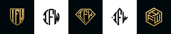 Počáteční Písmena Ifw Logo Návrhy Svazek Tato Kolekce Obsahuje Logo — Stockový vektor