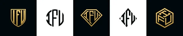 Letras Iniciais Ifu Logotipo Projetos Pacote Esta Coleção Incorporada Com — Vetor de Stock