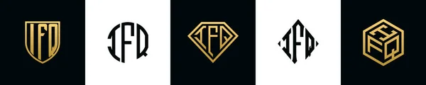 Ifq 디자인 다이아몬드 직사각형 육각형 로고로 통합되는 템플릿 — 스톡 벡터