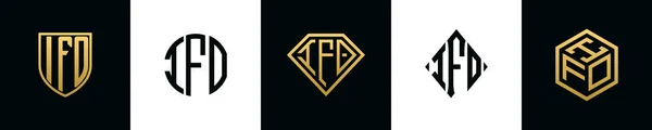 Ifoのロゴがバンドルをデザインした最初の文字 シールド ラウンド ダイヤモンド 長方形 六角形のスタイルのロゴを取り入れたコレクションです ベクトルテンプレート — ストックベクタ