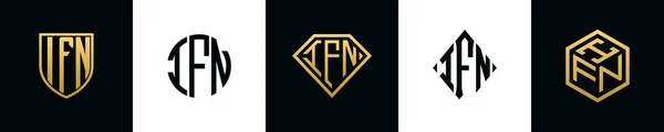 Letras Iniciais Ifn Logotipo Projetos Pacote Esta Coleção Incorporada Com —  Vetores de Stock