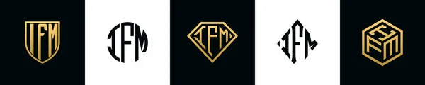 Початкові Літери Логотипу Ifm Bundle Колекція Включає Себе Щит Круглий — стоковий вектор