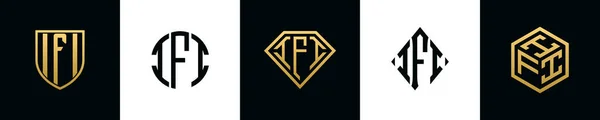 Początkowe Litery Logo Ifi Projektuje Pakiet Kolekcja Zawiera Tarczę Okrągłe — Wektor stockowy