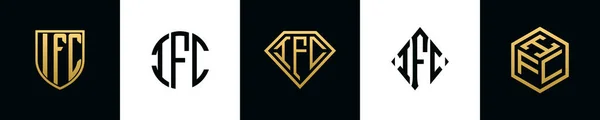 Ifc 디자인 다이아몬드 직사각형 육각형 로고로 통합되는 템플릿 — 스톡 벡터