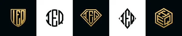 Początkowe Litery Logo Ieq Projektuje Pakiet Kolekcja Zawiera Tarczę Okrągłe — Wektor stockowy