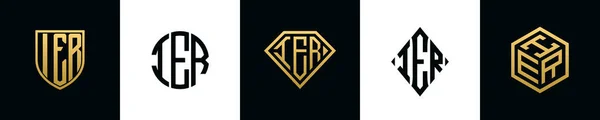 Początkowe Litery Logo Ier Projektuje Pakiet Kolekcja Zawiera Tarczę Okrągłe — Wektor stockowy