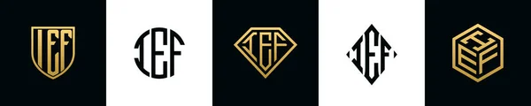 Początkowe Litery Logo Ief Projektuje Pakiet Kolekcja Zawiera Tarczę Okrągłe — Wektor stockowy