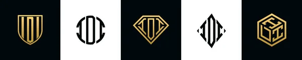 Początkowe Litery Logo Idi Projektuje Pakiet Kolekcja Zawiera Tarczę Okrągłe — Wektor stockowy