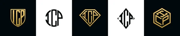 Icp 디자인 다이아몬드 직사각형 육각형 로고로 통합되는 템플릿 — 스톡 벡터