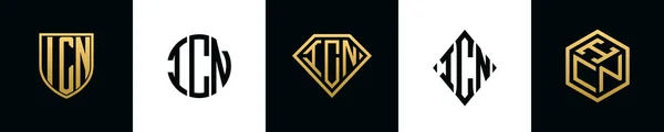 Lettere Iniziali Icn Logo Disegni Bundle Questa Collezione Incorporata Con — Vettoriale Stock