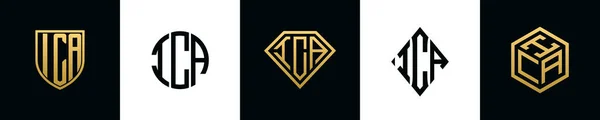 Początkowe Litery Logo Ica Projektuje Pakiet Kolekcja Zawiera Tarczę Okrągłe — Wektor stockowy