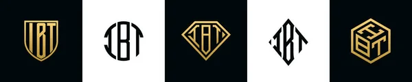 Początkowe Litery Logo Ibt Projektuje Pakiet Kolekcja Zawiera Tarczę Okrągłe — Wektor stockowy