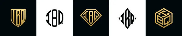 Początkowe Litery Logo Ibq Projektuje Pakiet Kolekcja Zawiera Tarczę Okrągłe — Wektor stockowy