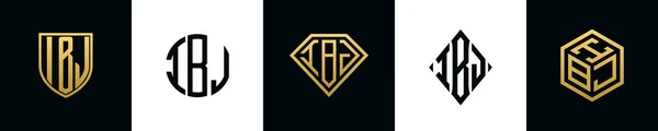 Początkowe Litery Logo Ibj Projektuje Pakiet Kolekcja Zawiera Tarczę Okrągłe — Wektor stockowy