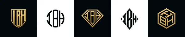 Початкові Літери Логотипу Ibh Bundle Колекція Включає Себе Щит Круглий — стоковий вектор