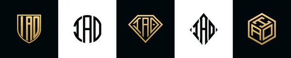 Początkowe Litery Logo Iao Projektuje Pakiet Kolekcja Zawiera Tarczę Okrągłe — Wektor stockowy