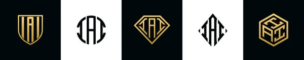 Anfangsbuchstaben Iai Logo Designs Bundle Diese Kollektion Mit Schild Rund — Stockvektor