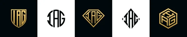 Początkowe Litery Logo Iag Projektuje Pakiet Kolekcja Zawiera Tarczę Okrągłe — Wektor stockowy