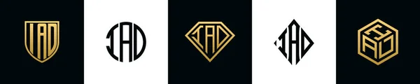 Початкові Літери Дизайну Логотипу Iad Bundle Колекція Включає Себе Щит — стоковий вектор