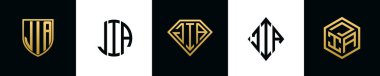 İlk harfler JIA logosu Bundle dizayn eder. Bu koleksiyon kalkan, yuvarlak, elmas, dikdörtgen ve altıgen stil logoyla birleştirilmiştir. Vektör şablonu