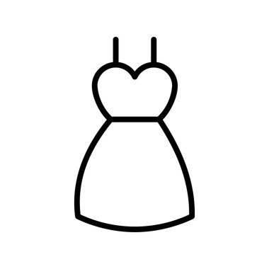 Gelin elbisesi ikonu. Tasarım biçimi beyaz arkaplanda izole edildi