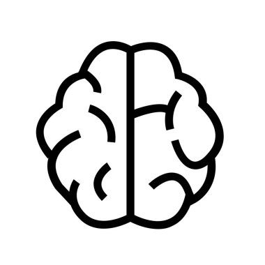 Beyin ikonu. Tasarım biçimi beyaz arkaplanda izole edildi