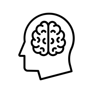 Beyin ikonu. Tasarım biçimi beyaz arkaplanda izole edildi