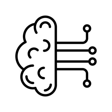 Beyin ikonu. Tasarım biçimi beyaz arkaplanda izole edildi